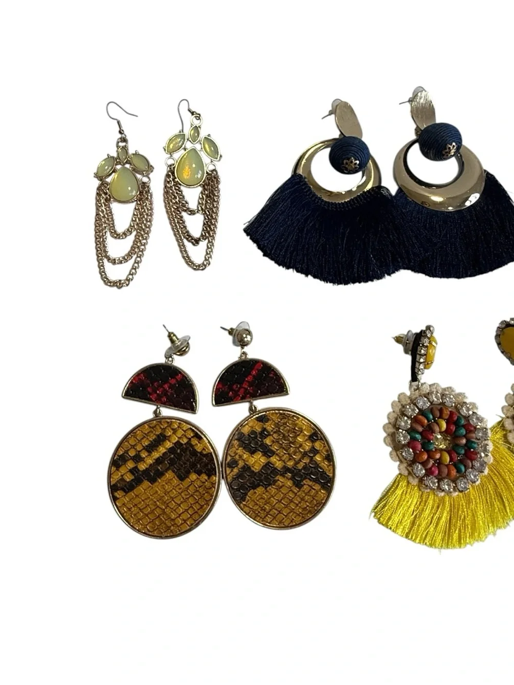 Trendy Statement Earring Bundle Bright Colorful Boho Glam tassel‎ Jewelry Lot